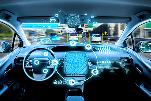 Image of inside a vehicle with diagrams to display a vehicle's security systems